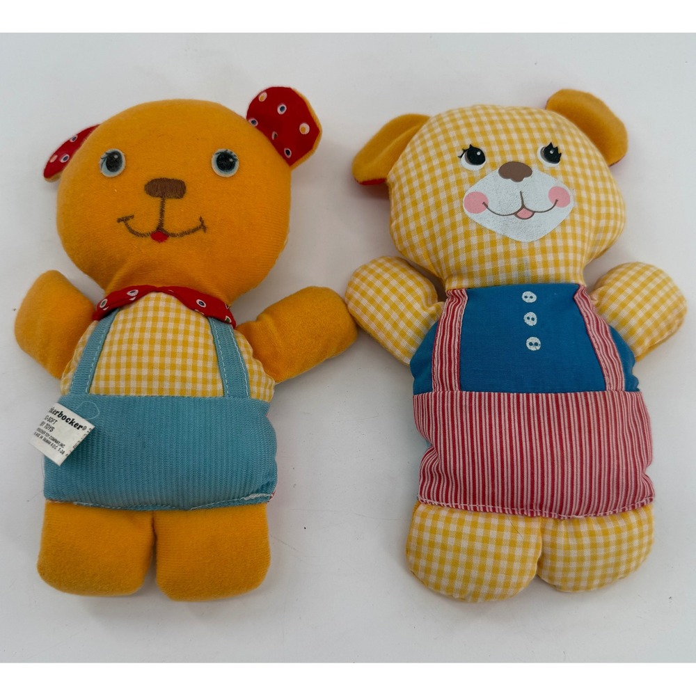 Knickerbocker So-Soft Twin Face Double Sided Bear Lot of 2 Baby Soft Toy Plush